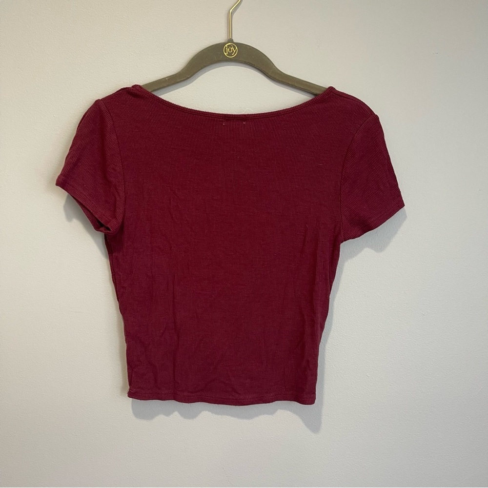Garage Maroon Ribbed Top - Picture 2 of 3